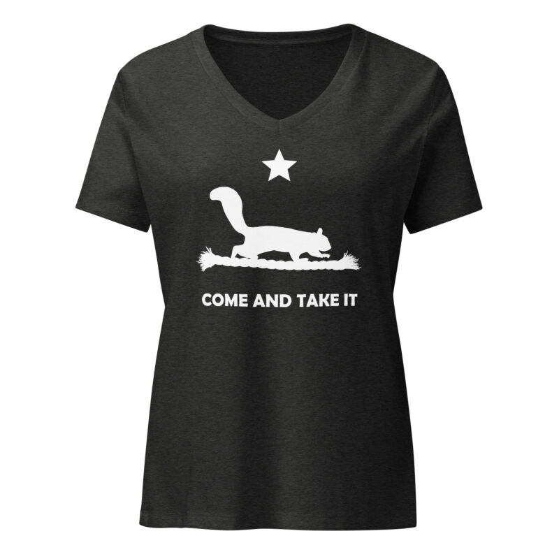 Squirrel (Come and Take it) – Women's V Neck - Image 3