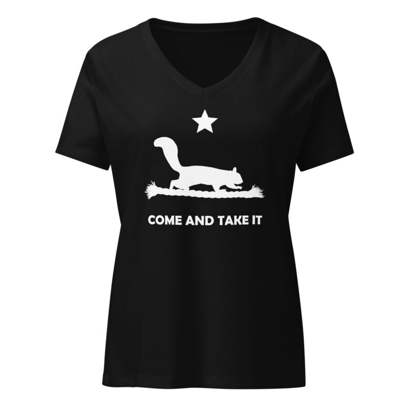 Squirrel (Come and Take it) – Women's V Neck - Image 2